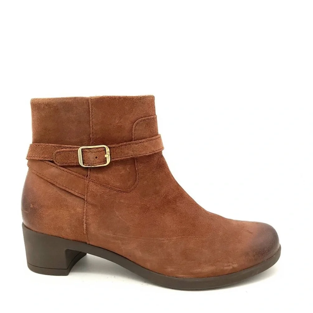 Dansko Cagney Bootie Womens 37 Brown Leather Buckle